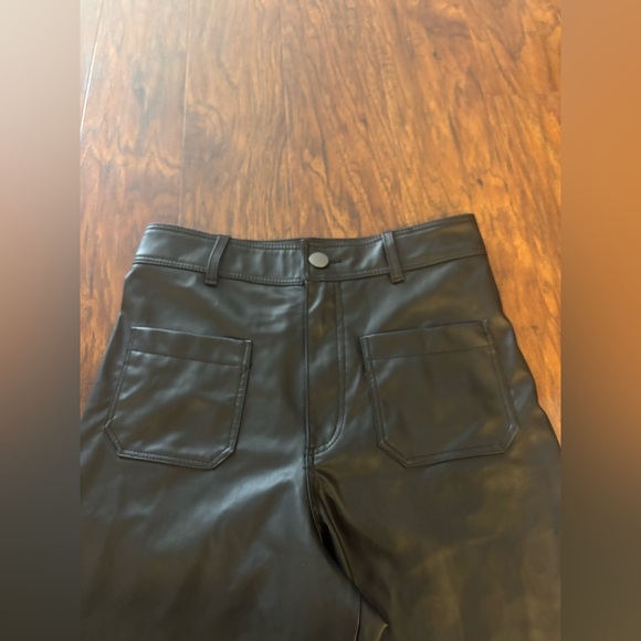 ZARA Faux Leather Marine Straight Pants Black Size 6 - Picture 4 of 5